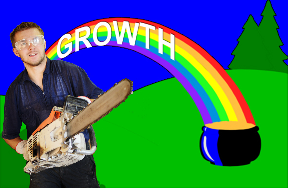 Growth rainbow and chainsaw